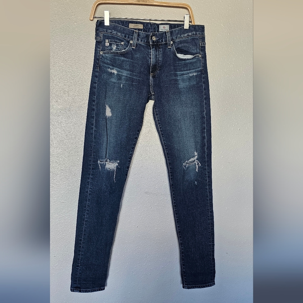 AG Adriano Goldschmied Nikki Relaxed Skinny‎ Grunge  Distressed Jeans Blue 27R